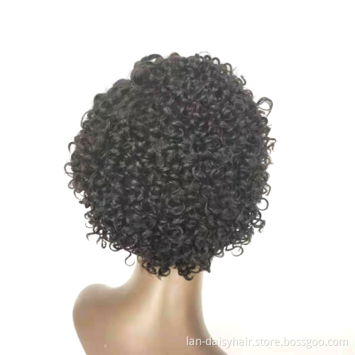 Wholesale Jerry  Short Curly  Human Hair Bob Cut With real Hairline none Lace Wigs
